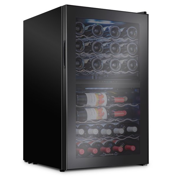 Ivation 43-Bottle Dual Zone Compressor Freestanding Wine Cooler Refrigerator - Black IVFWCC431DB